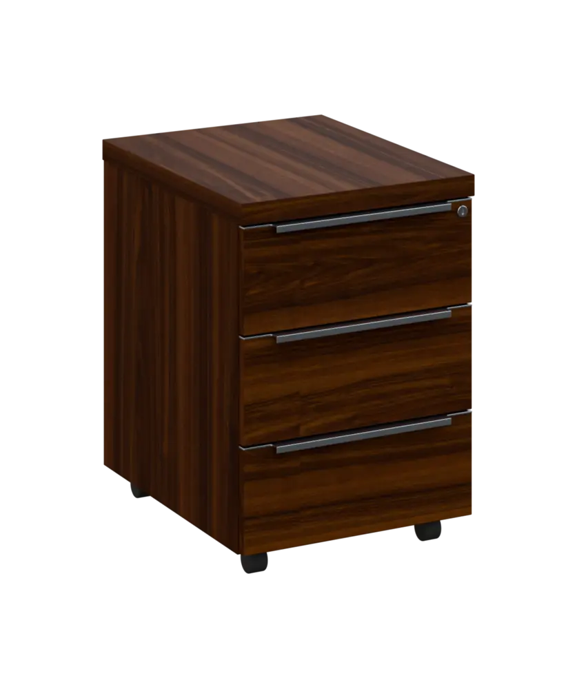 SIKC - 00 kontejner pojízdný, 3-zásuvkový, deska 18 mm, centrální zámek, ořech královský